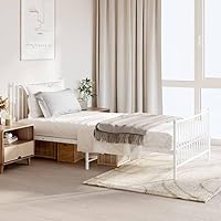 Vista 1 de Metal Bed Frame with Headboard Bed Frame Full Platform Bed Full Metal Bed Frames Full Bed Frame with Headboard and Footboard White 39.4"x78.7