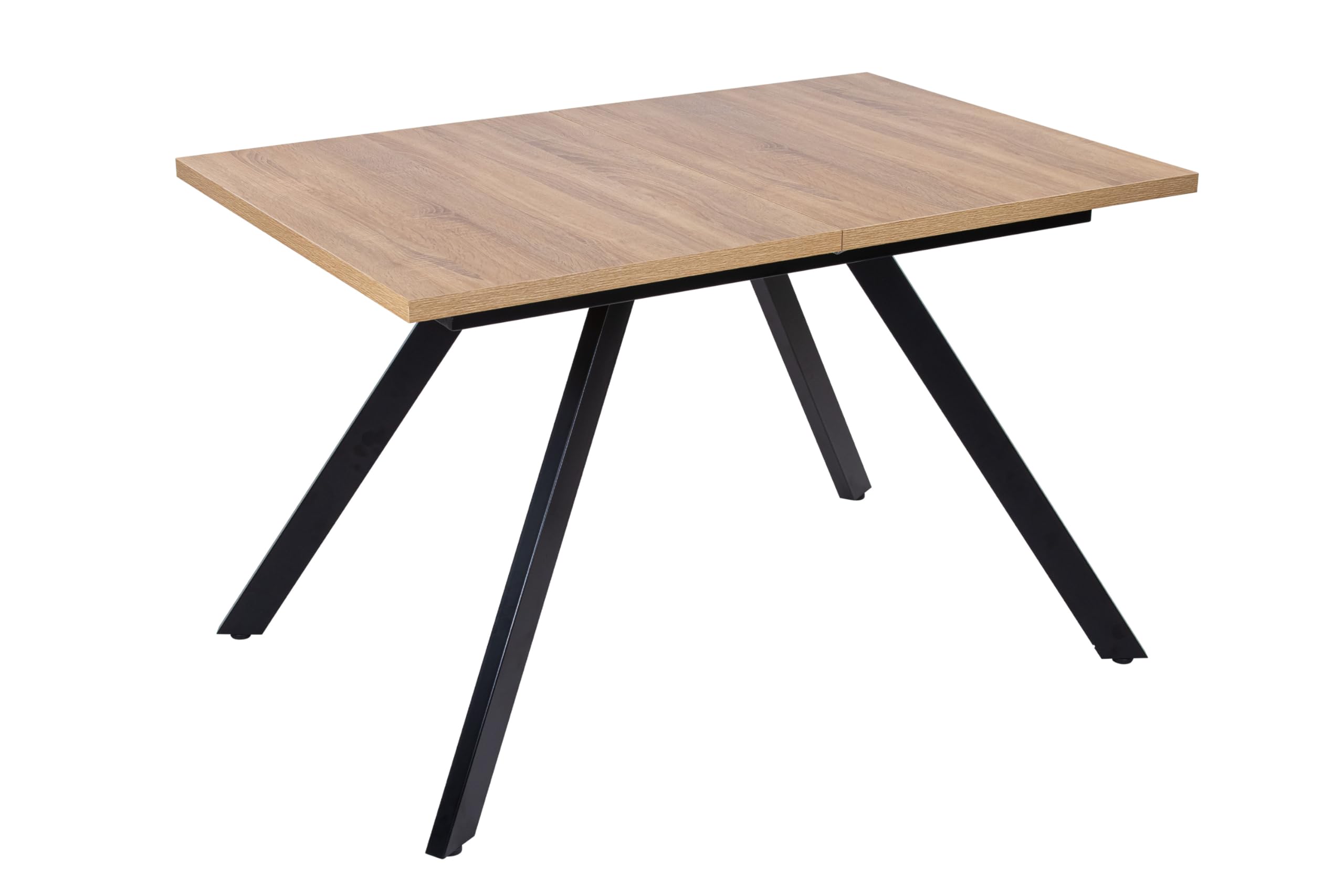 SAM Esstisch Meryl ausziehbar 120(160)x80 cm Holz-Optik Eiche Metallgestell | 30 mm rechteckige Tischplatte, Gestell schwarz