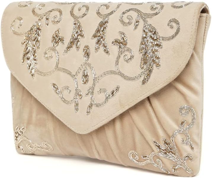 Miniatura 4 de Aheli Bolsos de mano de regalo para mujeres, bolsos de noche hechos a mano, para fiesta, novia, embrague, Crema 4