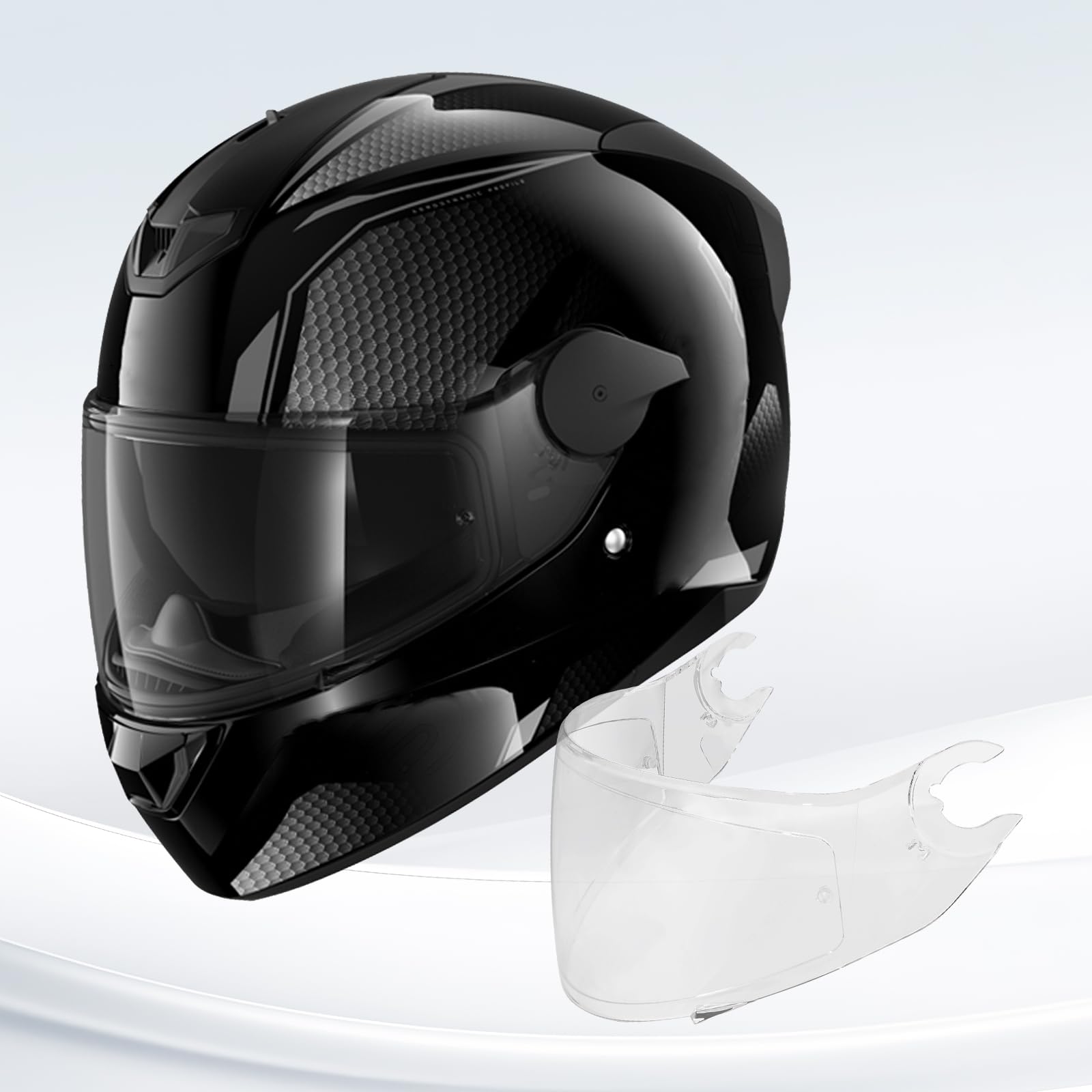 Visiera Casco Moto per Shark Skwal D-Skwal 2 Spartan,Sostituzione della Visiera della Lente del Casco del Parabrezza del Motociclo,Lente Per Visiera Per Casco(Trasparente)