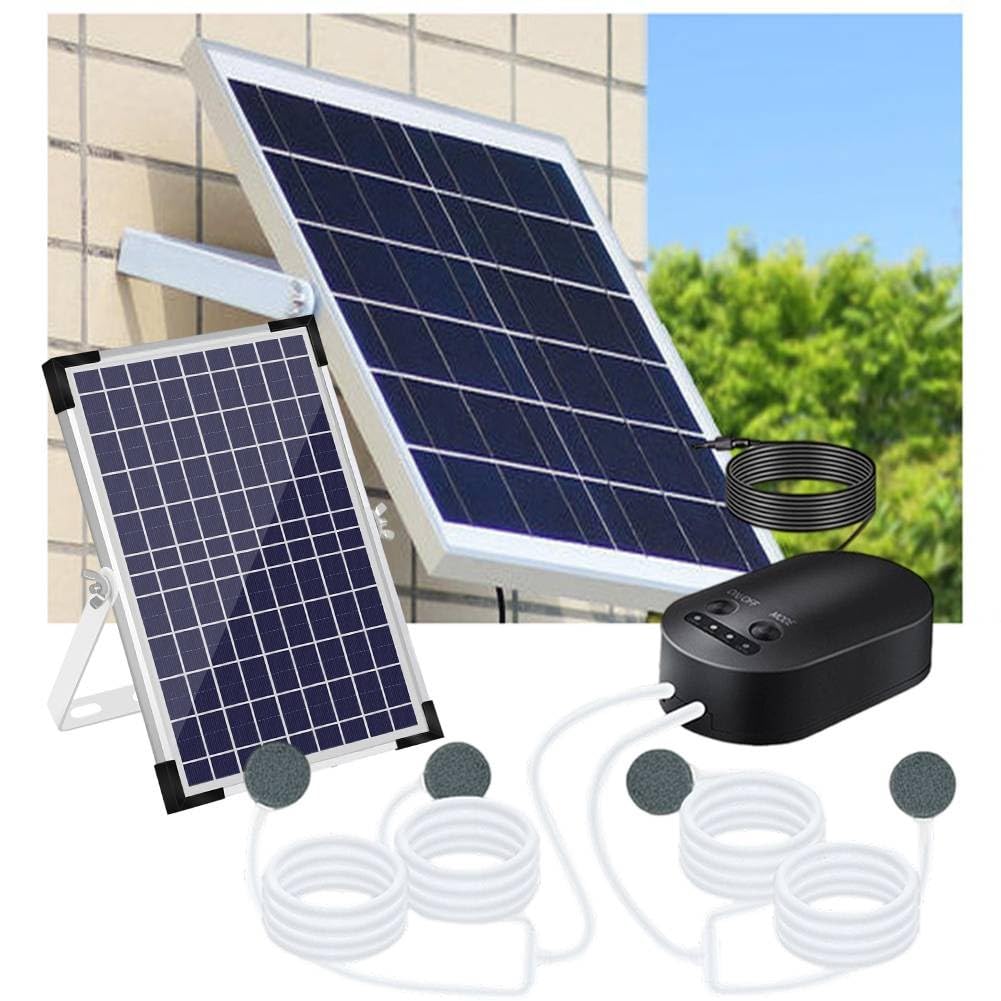 Lecreatekit Aeratore solare per laghetto con batteria, 10 W, 10 V, ossigeno, 3 modalità, 4400 mAh, per giardino, laghetto, acquario, acquario