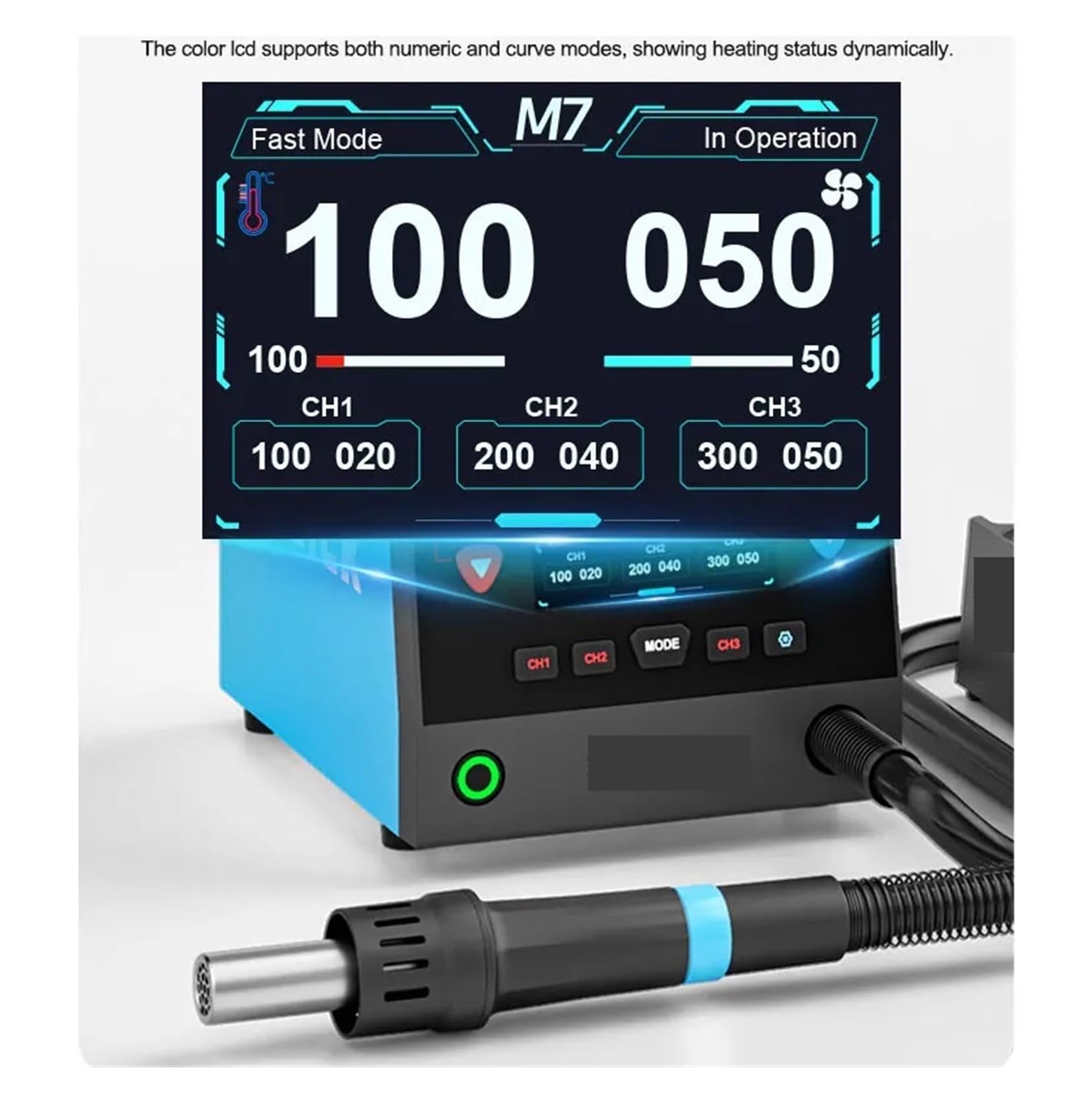 Station à air Chaud Intelligente M7 1000W, kit de retouche BGA numérique à 9 canaux
