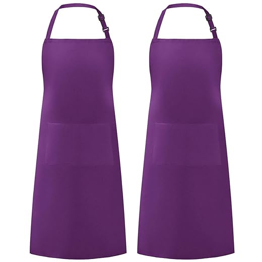 Syntus 2 Pack Adjustable Bib Apron Waterdrop Resistant with 2 Pockets Cooking Kitchen Aprons for Women Men Chef