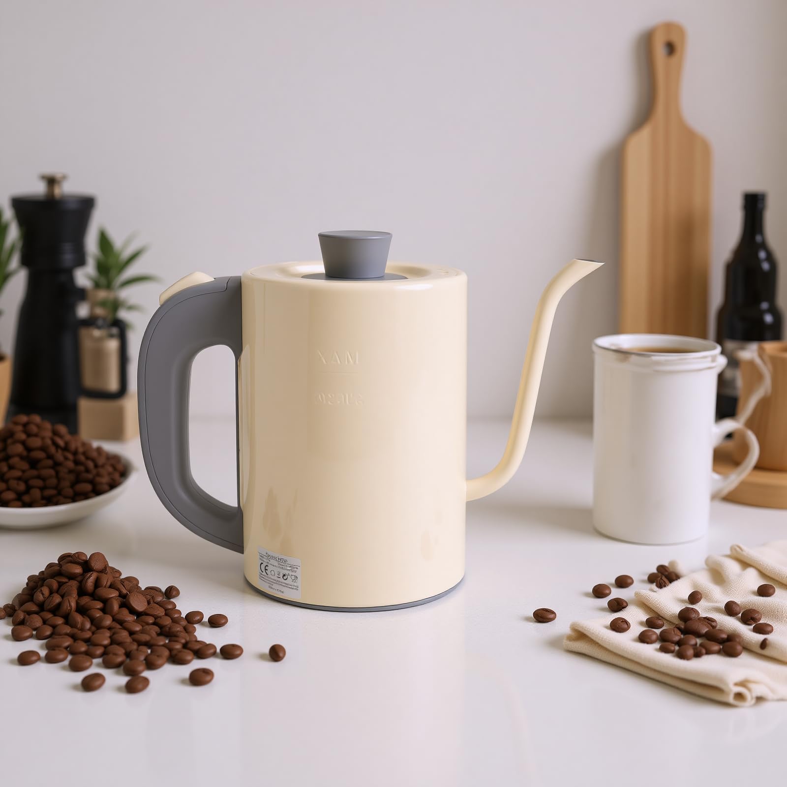 Hervidor Eléctrico de Cuello de Cisne, Diseño de Mango Ergonómico de Calentamiento Rápido, Hervidor de café para café, té en Casa(600W 800ml) (Enchufe europeo 220V)