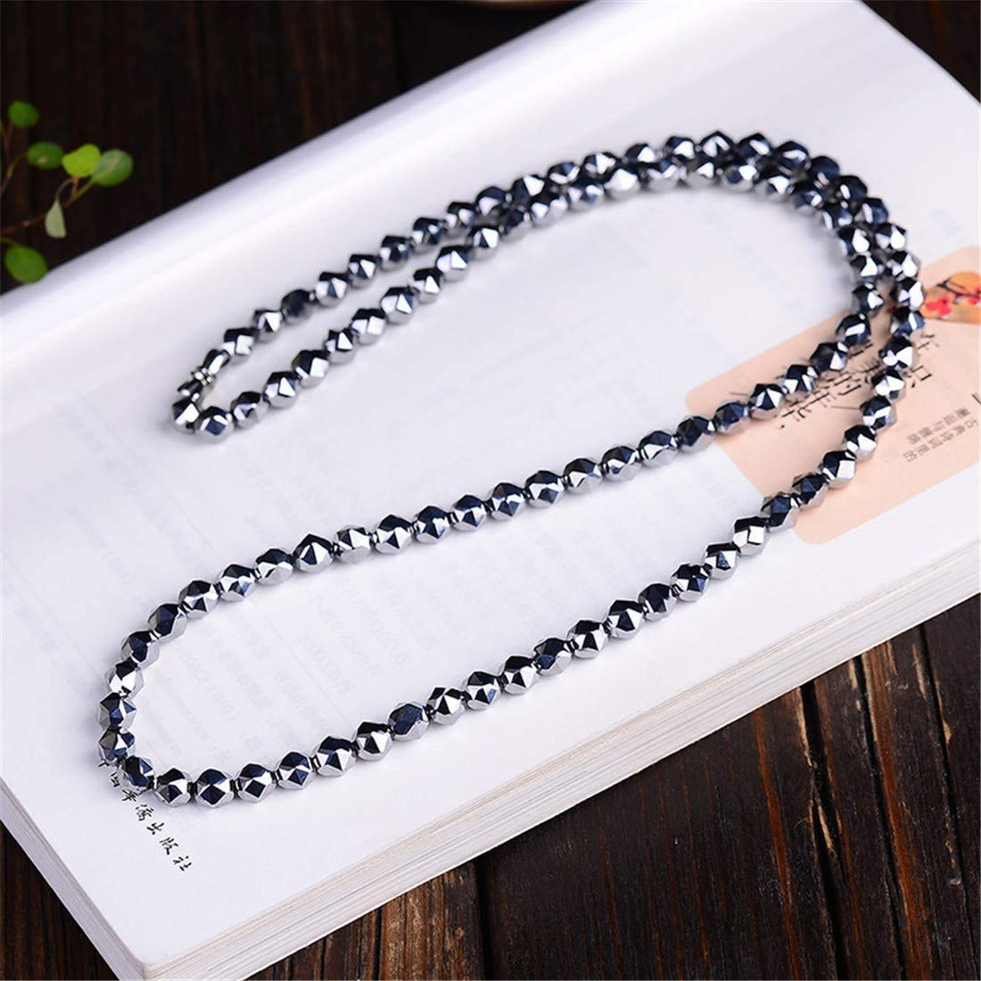 Colgante de cristal natural Collar de ondas de terahercios naturales de 8mm for mujeres y hombres, cuentas cortadas de cadena larga, joyería elástica de energía potente, longitud de 60cm Joyas para mu