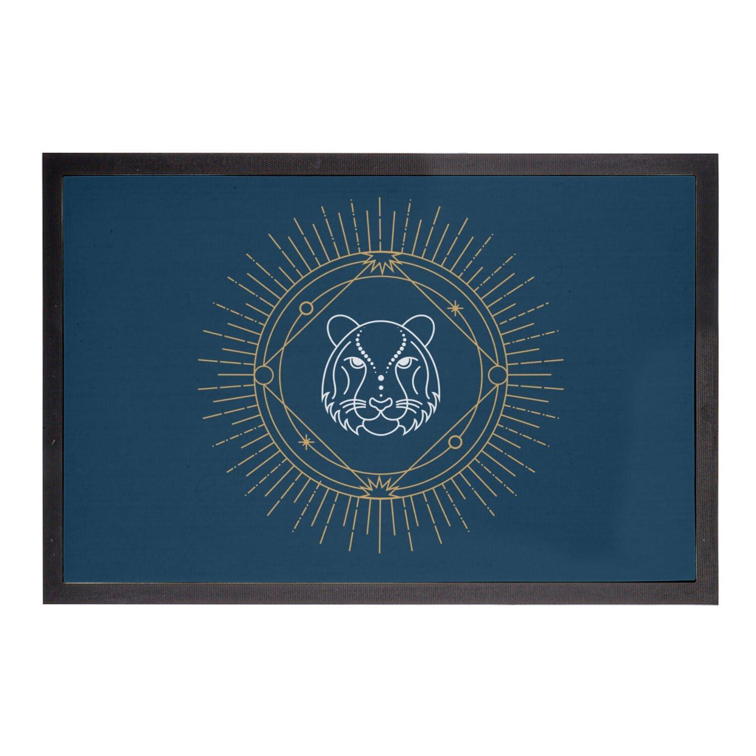Paillasson Bleu Tigre Idée Cadeau Crémaillère Zodiaque 60x40cm