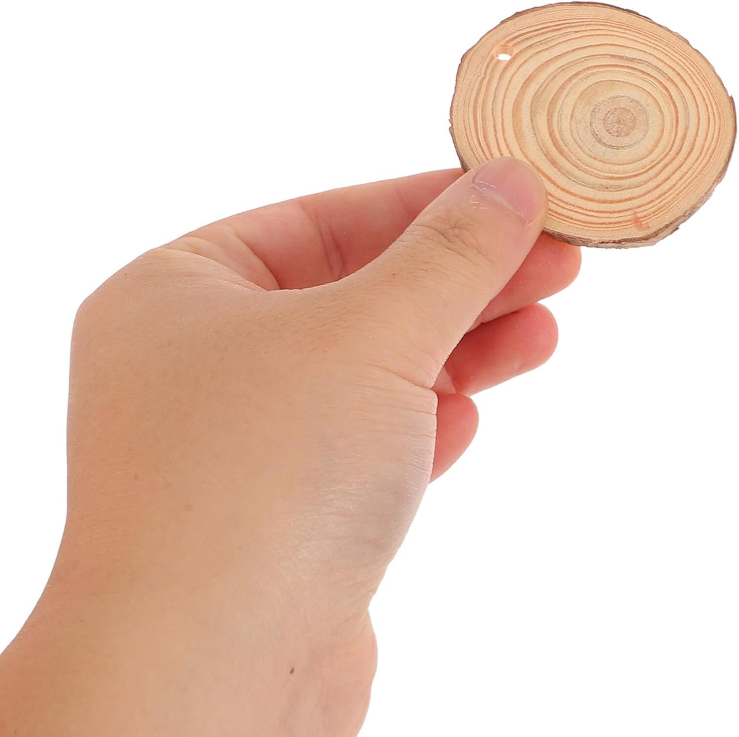 Sewroro 30 Pcs Natural Wood Slices with Predrilled Holes, Unfinished Pine Rounds 7-8cm Diameter 0.5cm Thick, Craft Wood Discs for DIY Projects, Christmas Ornaments, and Hanging Decor