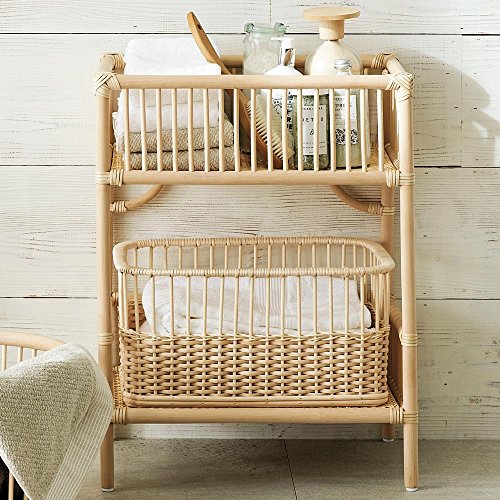 ディノス 洗濯用品 物干し 洗濯機ラック ランドリーラック 籐のランドリーラック レギュラー2段(脱衣カゴ1個付き)