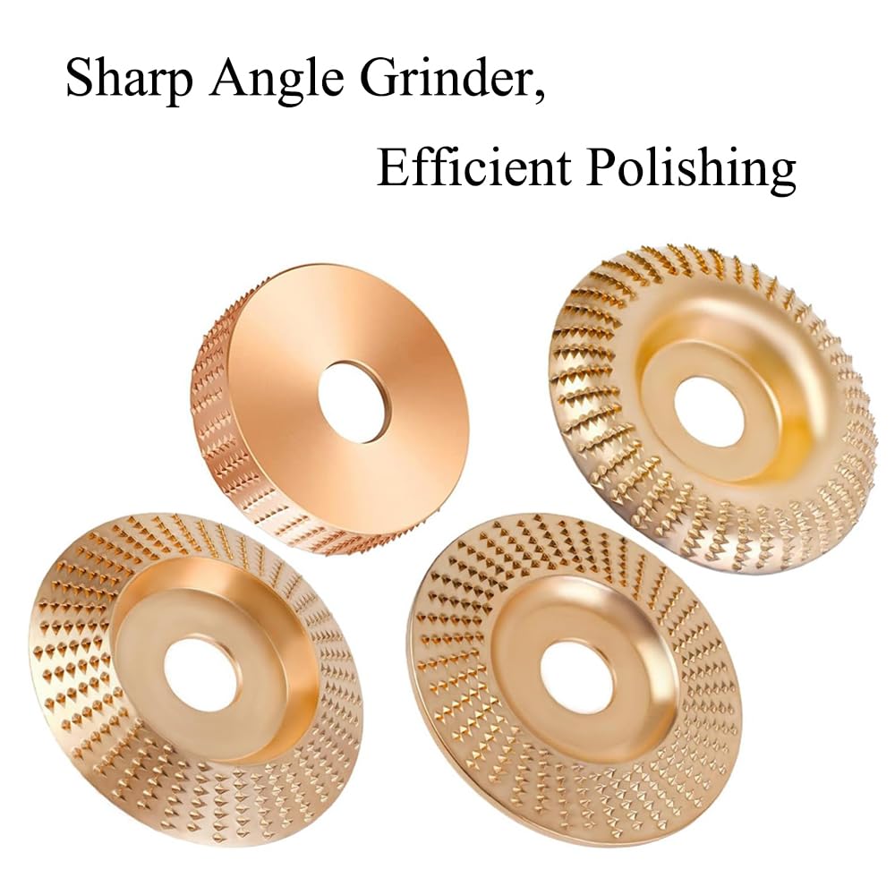 Kit de disques de sculpture sur bois pour meuleuse d'angle – Roues abrasives en acier au carbone pour façonner, meuler, bordure et finition, comprend 5 tampons de polissage