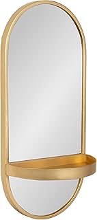 Kate and Laurel Estero Modern Metal Oval Mirror with Rounded Shelf; 11 x...
