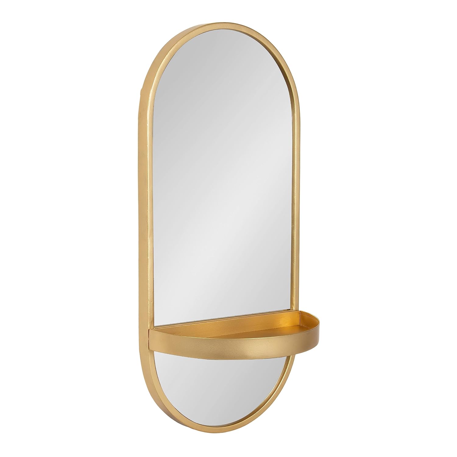 Kate and Laurel Estero Modern Metal Oval Mirror with Rounded Shelf; 11 x 25; Gold; Decorative Modern Glam Capsule Shelf Mi... - Review, Price and Buying Guide