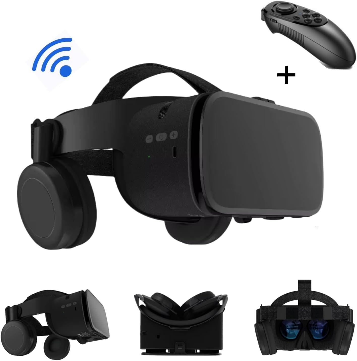 VR Headset Virtual Reality Glasses for iPhone and Android Phones, Foldable 3D VR Goggles Set Bundle with Bluetooth Headphones for Both Adults and Kids Play 3D VR Games Movies, Black VR Headset Virtual Reality Glasses for iPhone and Android Phones, Foldable 3D VR Goggles Set Bundle with Bluetooth Headphones for Both Adults and Kids Play 3D VR Games Movies, Black