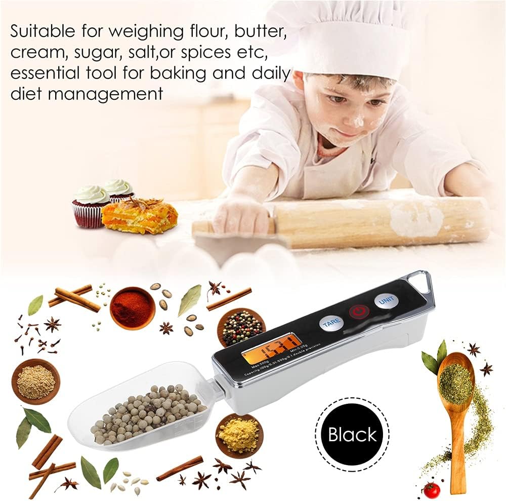 Digital Spoon Scale Electronic Measuring Kitchen Food Tare Function Capacity 0.05g-500g(Blue)