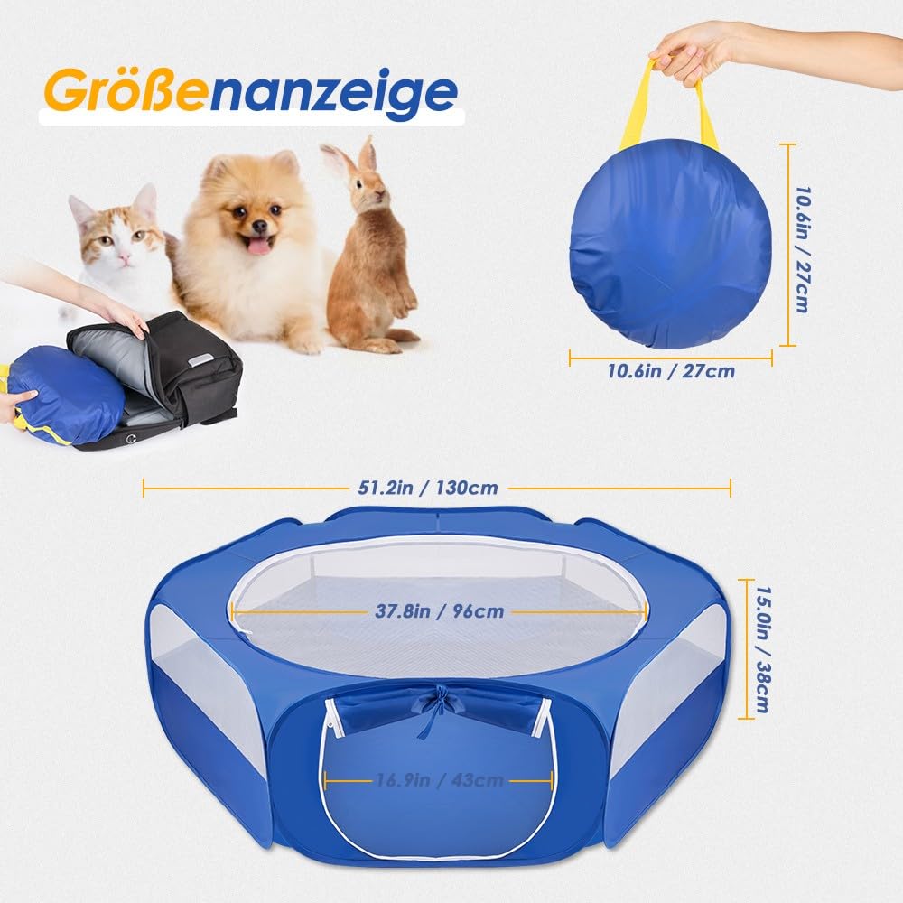 Nasjac Kleintier Laufstall - Wasserdichter und Faltbarer Welpen Freigehege, Atmungsaktives Hofzaun für Hasen Hühner Katzen Welpen Kaninchen Hamster Geeignet für Den Innen und Außenbereich.