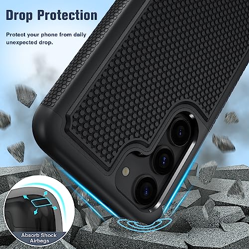 Image of FNTCASE for Samsung Galaxy S23 Case: Dual Layer Heavy Duty Cell Phone Protective Cover Shockproof Rugged with Non-Slip Textured - Military Drop Protection Bumper Tough - 2023, 6.1inch Black