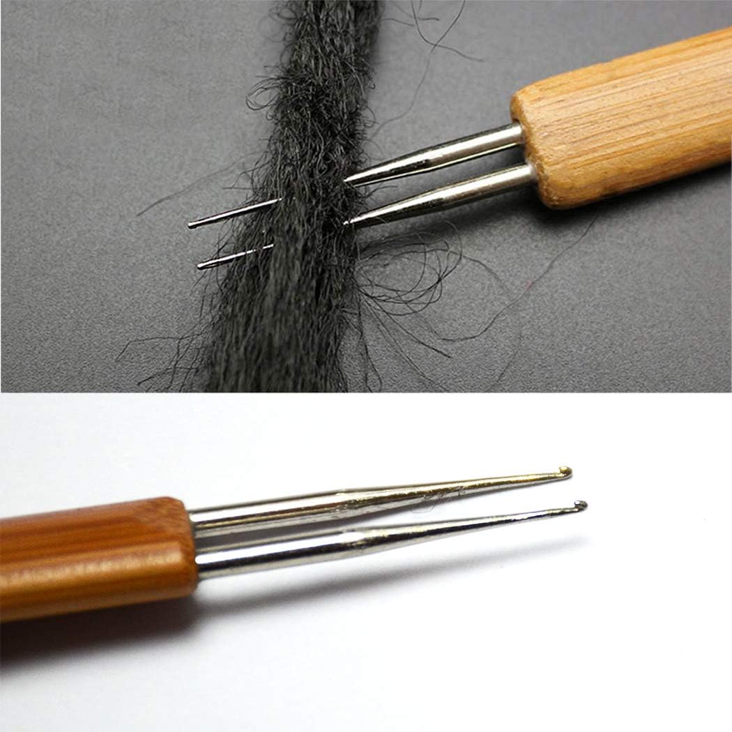 BLUPLE Dreadlocks Crochet Hooks for Hair 3pcs/Set 0.75mm (1Hook,2Hook,3Hook) Bamboo Handle Locs Crochet Needle Steel Crochet Hook Lock for Braid Craft thumbnail