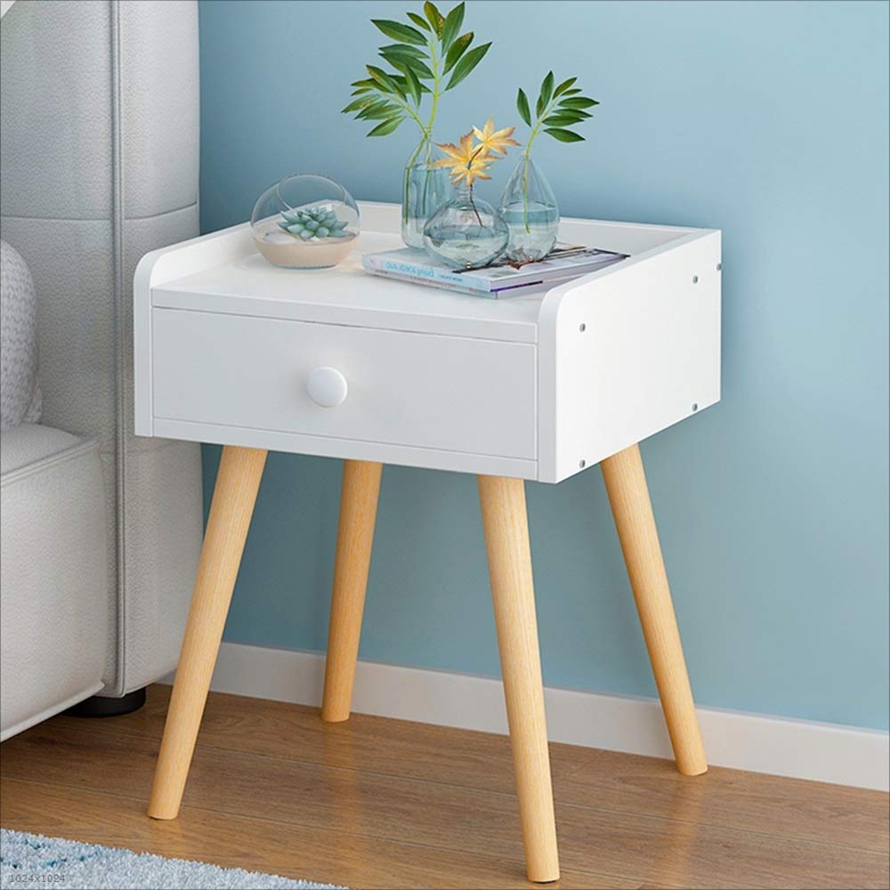 WXQIANG Bedside Table Cabinet White Drawer Wooden Night Stand Modern Nightstand Storage Cabinet with 4 Wooden Legs Storage Unit (Color : WALNUT, Size : 33 * 28 * 54CM)