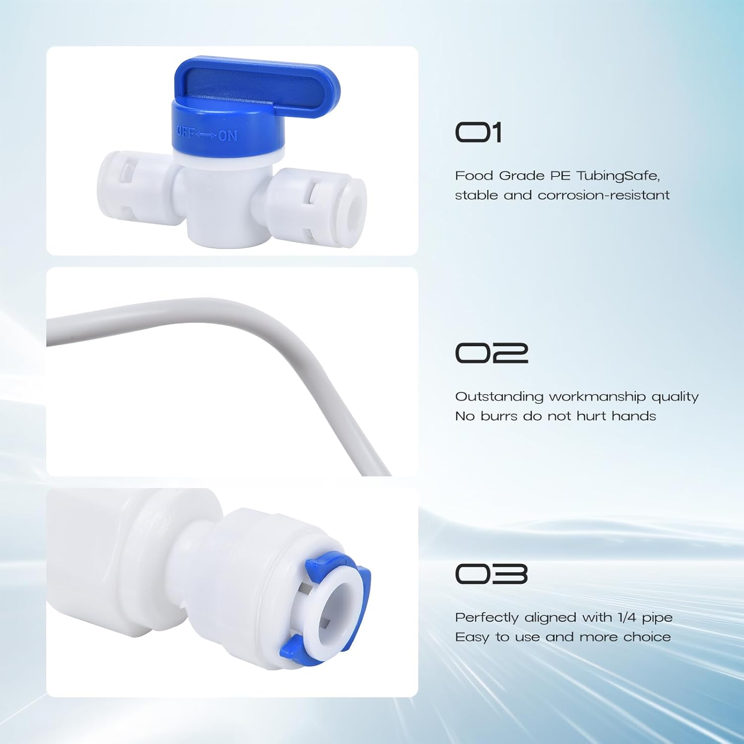 Refrigerator Water Line Kit, CNAODUN Ice Maker Water Line Kit with 1/4" OD 39.4ft Water Line Reverse Osmosis Quick Connect Fittings Push To Connect Water Tube Fittings for Fridge Ice Maker