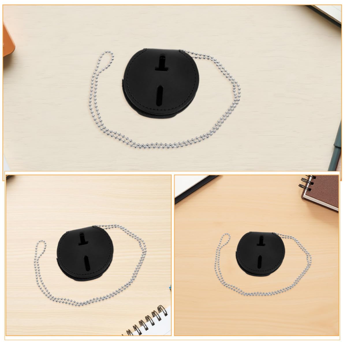 7 Pièces Porte-badge D'identification Rond en PU avec Clip Métal