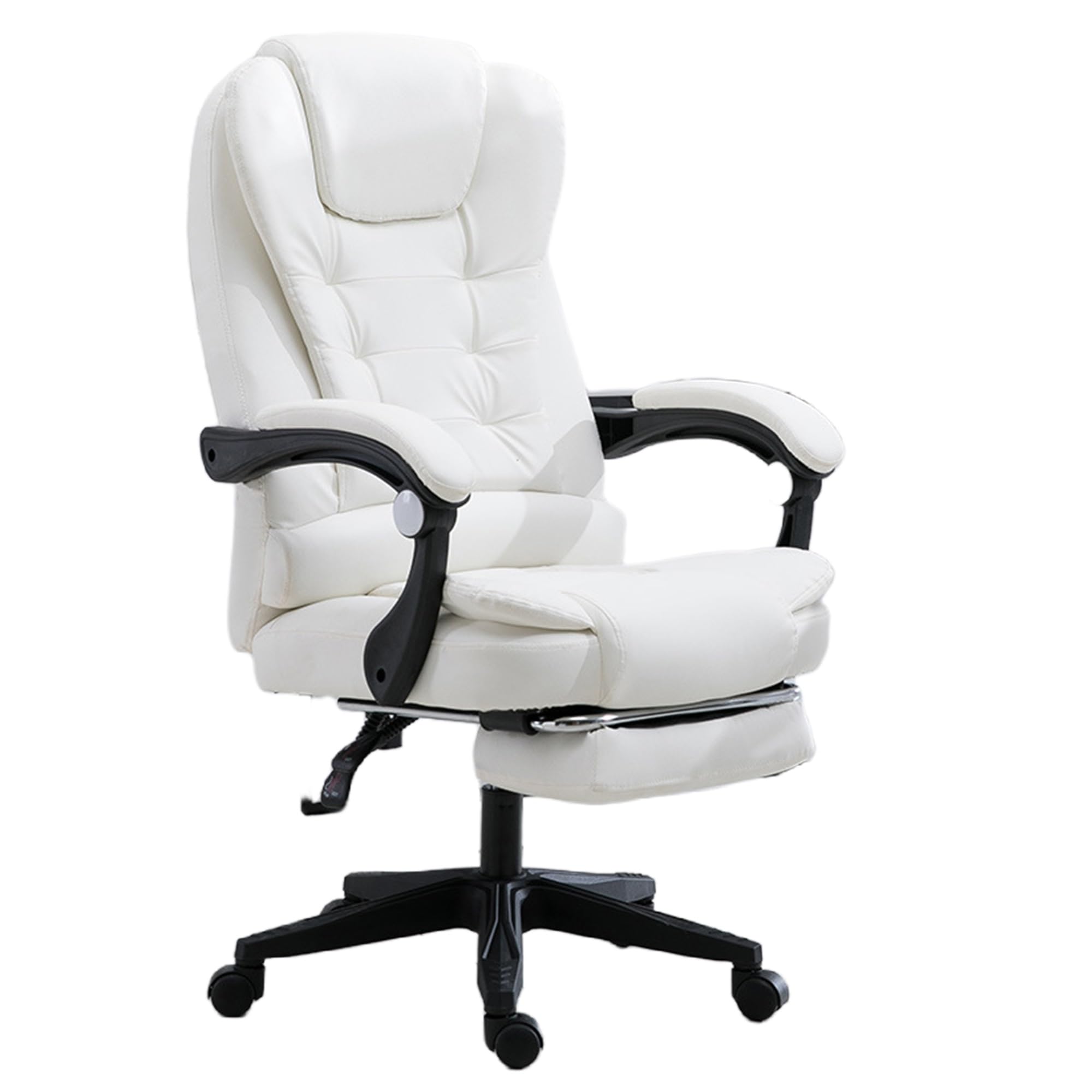 Nowoczesny ergonomiczny fotel biurowy do gier, regulowana wysokość, stylowy fotel kosmetyczny ze stalowymi nogami, do domu, biura, gabinetu, sypialni, hotelu (biały)