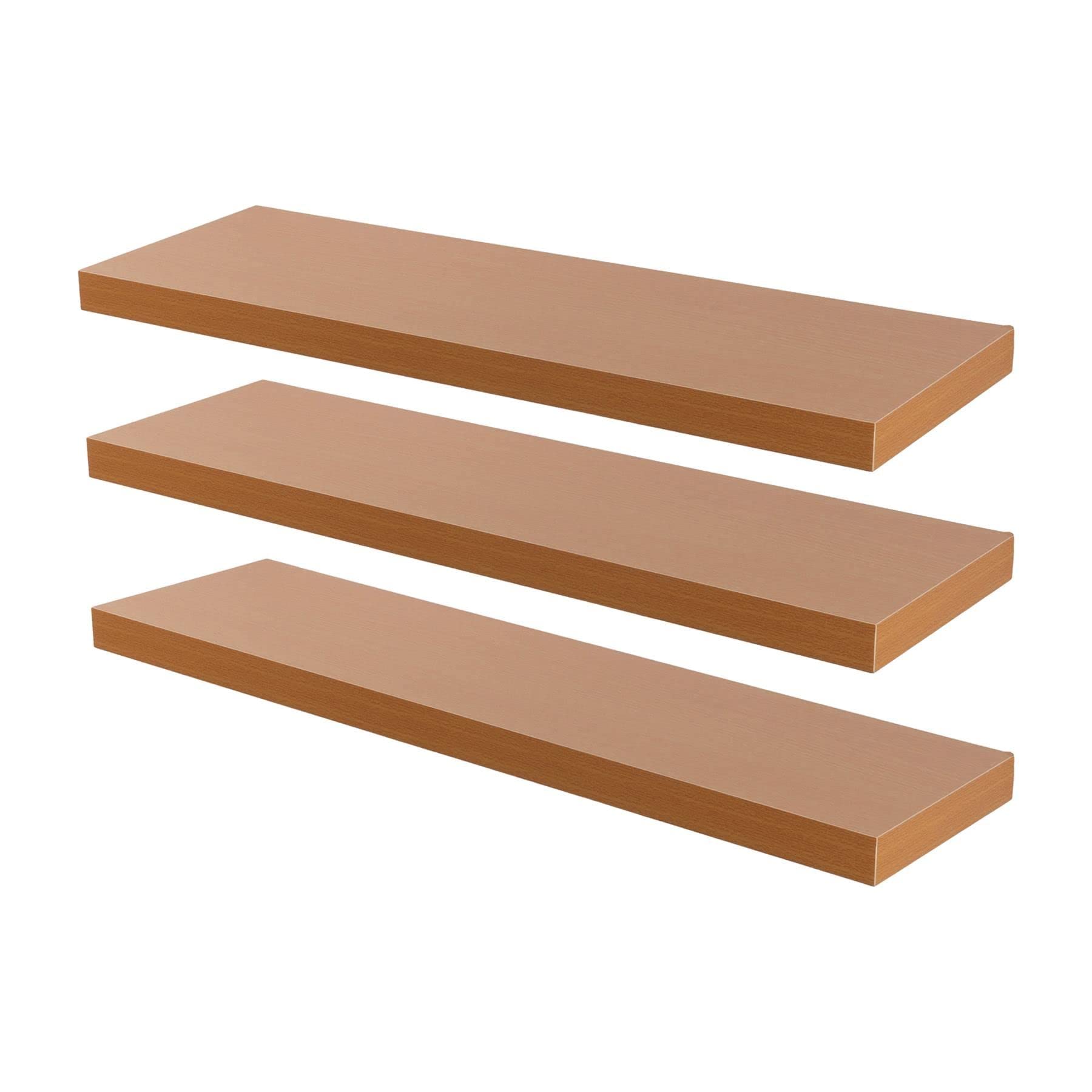 Harbour Housewares Modern Floating Wall Shelves - 80cm - Brown - Pack of 6 - Photo Gallery Bookshelf Wall Shelf for Living Room Display, Bedroom, Office Storage