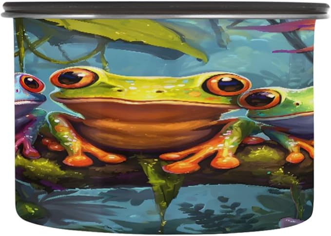 ALAZA Frog Tropical 3d Coffee Canister 17oz con Tapa miniatura 4