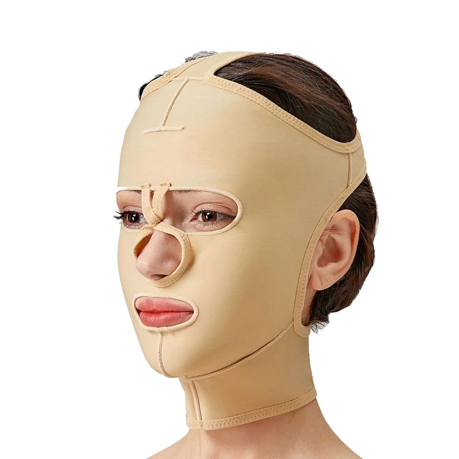 Face Toning Belts Face Toning Belt Lipo Compression Garment Post-surgical Chin Pad Slimming Strap,Beige(Large)
