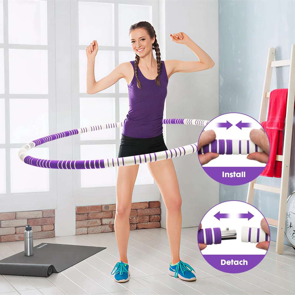 CEWROM Hula Hoop Reifen Erwachsene 1,1 kg, Kalorien-Booster mit Massage-Effekt – Fitnessreifen für Bauchstraffung & Fettverbrennung für Anfänger zum Abnehmen Sport 8 Segmente Abnehmbarer