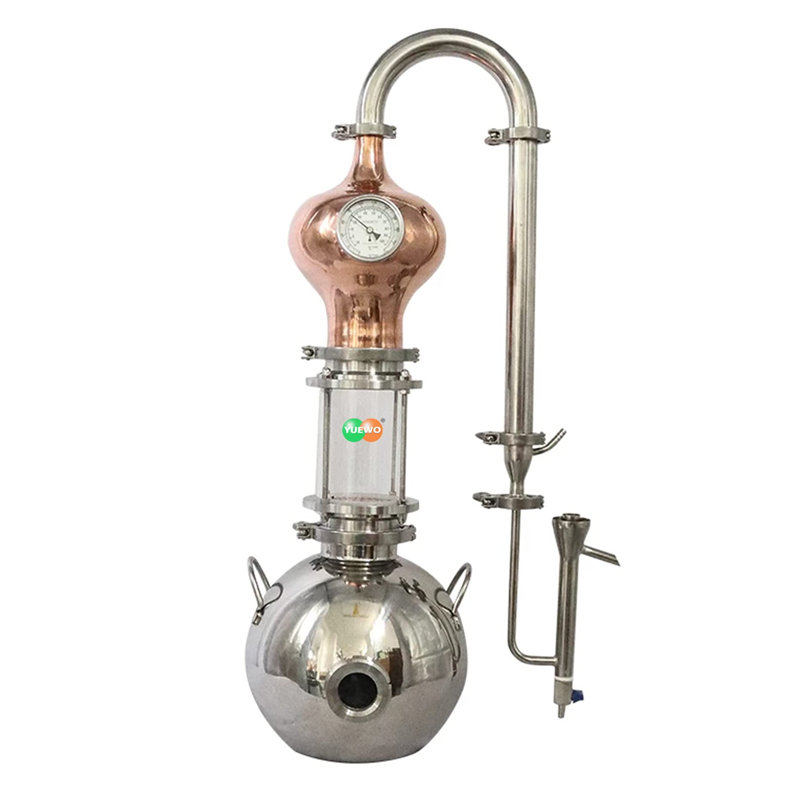 YUEWO 4Gal/15Liters Gourd Design Still Water Distiller Wine Making Home Brewing Kit with Proofing Parrot for DIY Whisky Wine Brandy Gin Vodka