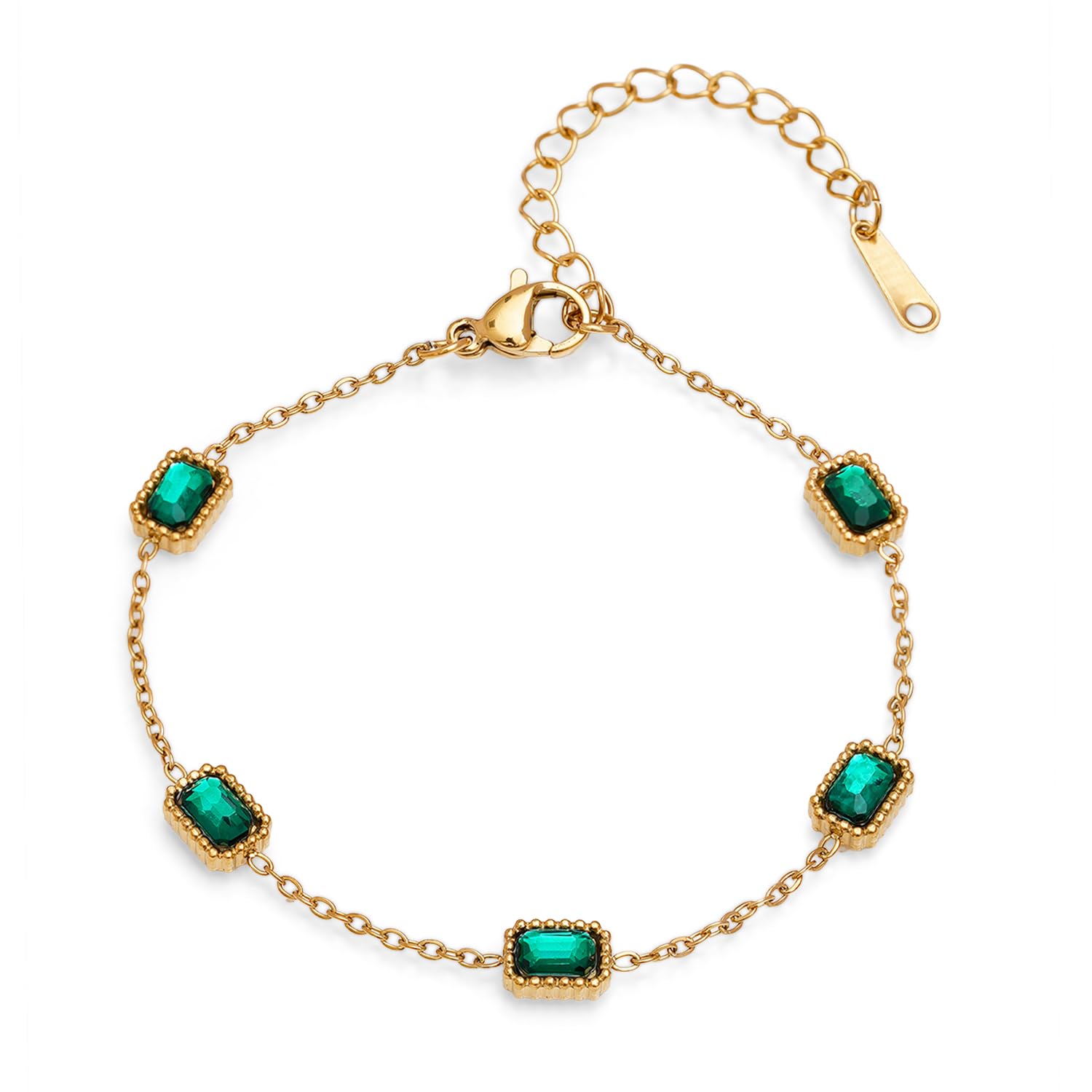 rubans Demi Fine Gold Toned Stainless Steel Emerald Bracelet for Women Western Minimal Anti Tarnish Daily & Party StyleTrendy Gift Jewellery-picture-41