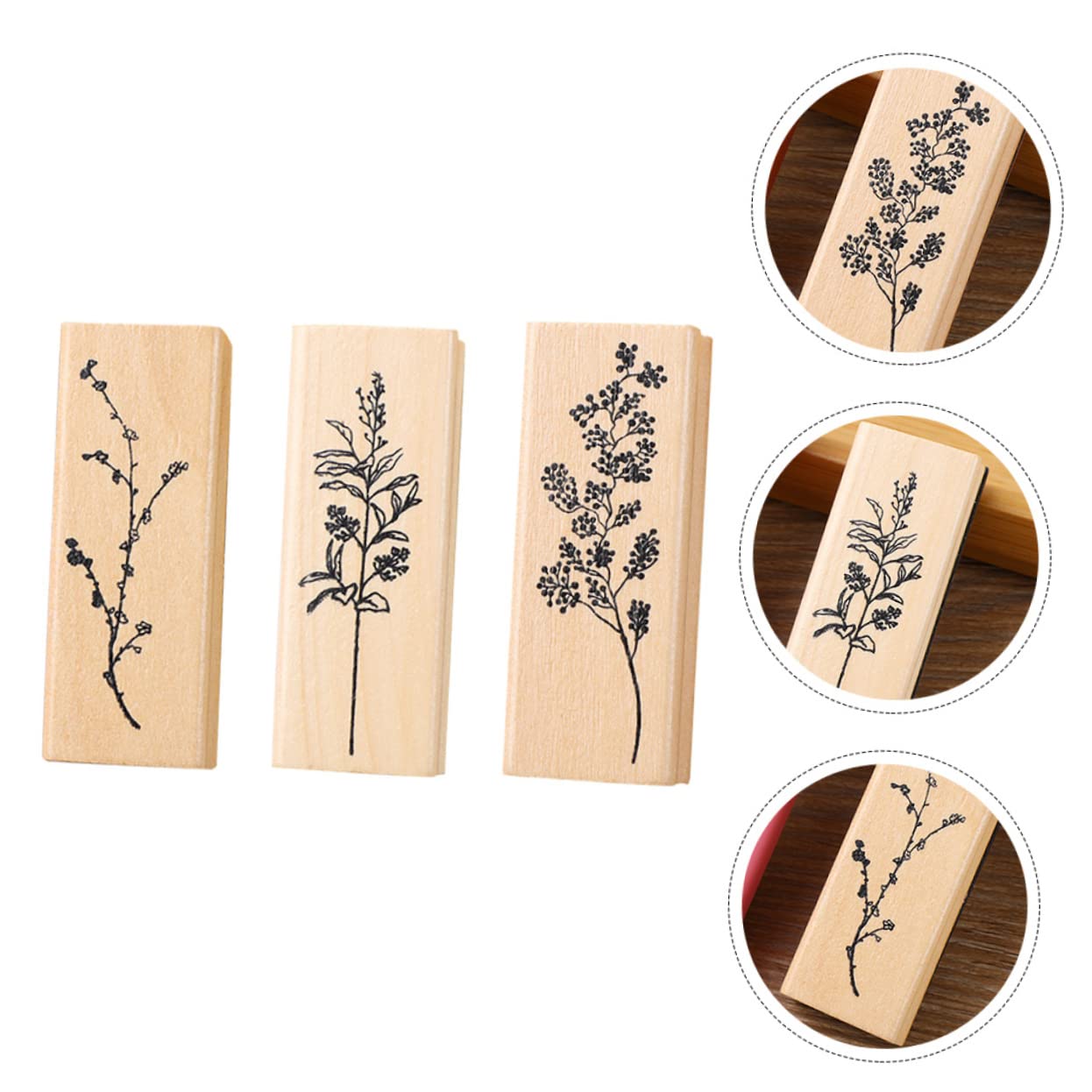jojofuny 5 Sätze Teiliges Holzstempel Für Scrapbooking Diy Tagebuchstempel Vielseitige Pflanzenmuster Für Karten Bastelprojekte Journaling Und Dekoration 3 Stücke * 5