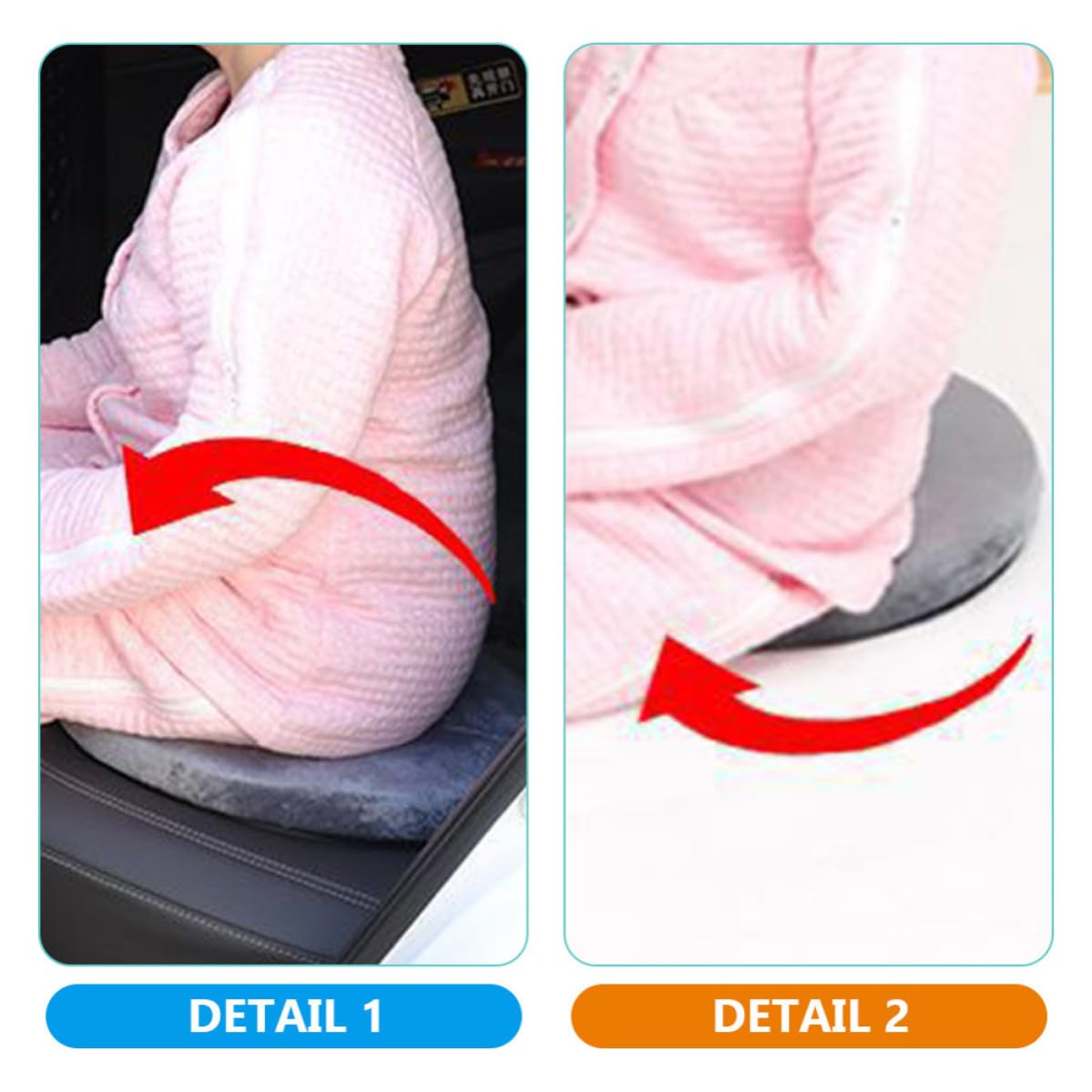 Zerodeko Drehbares Sitzkissen für Senioren 360 Grad Drehbares Rotationskissen aus Velour und Schwamm Weich und Komfortabel für Auto und Bett
