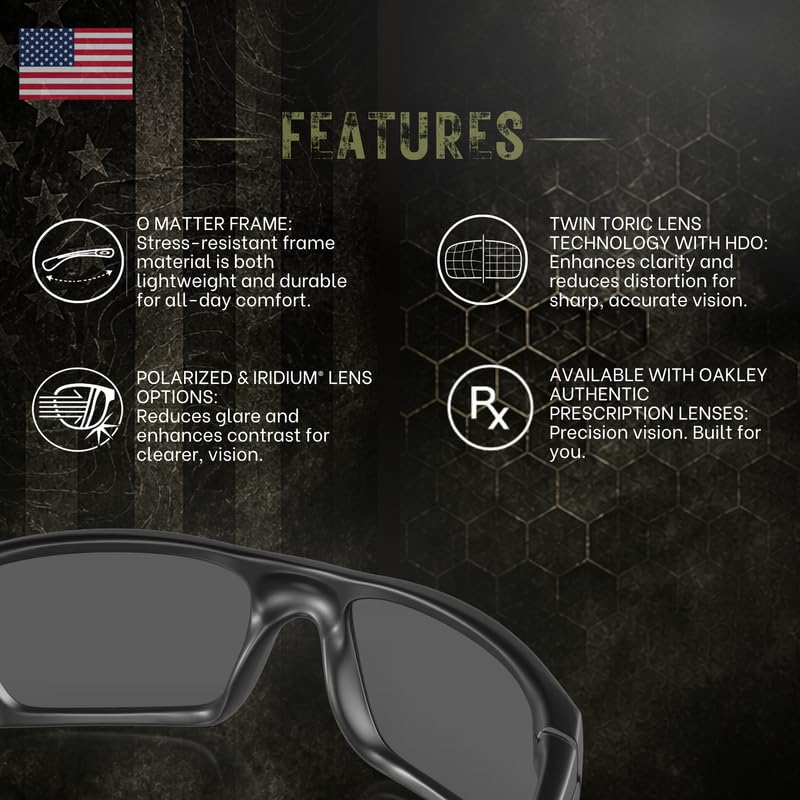 Image of Oakley Standard Issue SI FUEL CELL USA FLAG Collection Sunglasses With Kit | Military Grade Sunglasses With Official Oakley Lens Cleaning Kit