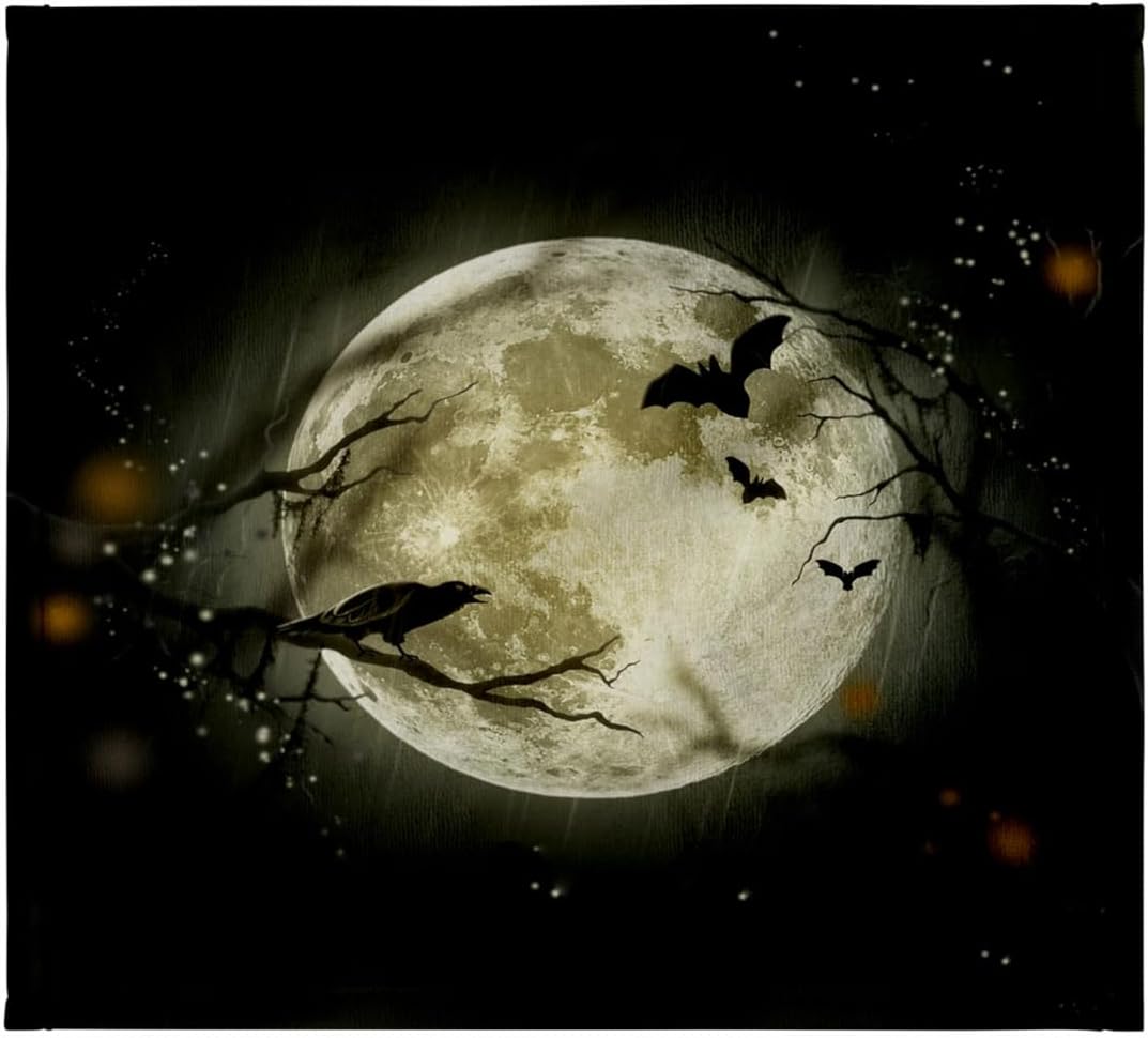 3dRose Full Moon with a Crow and Bats 22x30 Bath Hand Pool Towel