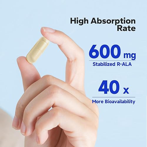 Miniatura 3 de Ácido alfa lipoico (120 cápsulas), ácido alfa lipoico 600 mg, ácido alfa-lipoico, suplemento R-ALA de alta potencia para apoyo nervioso, alivio de