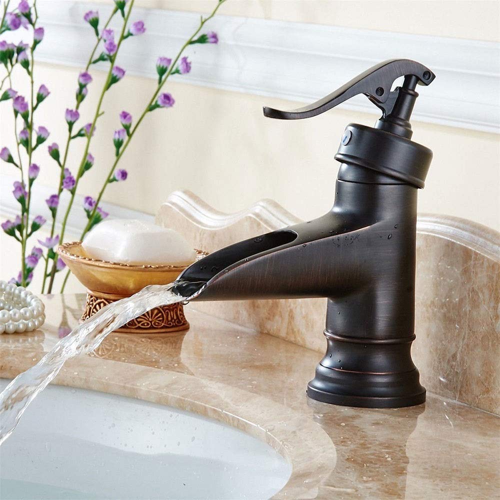 Robinet rétro européen noir en laiton pour une salle de bain chic