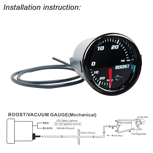 Miniatura 3 de 2" 2.047 in 7 ajuste de color Turbo Boost Gauge con manual universal 0-30PSI en kit de controlador de refuerzo de cabina