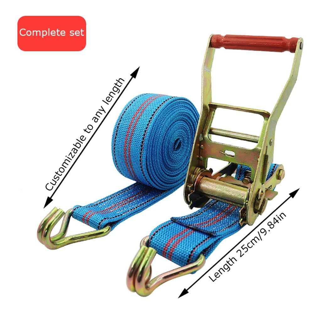 5m X 50 Mm Correa De Amarre con Trinquete Correa De Trinquete con Gancho De Poliéster Correas De Sujeción con Tensor De Trinquete para Remolque Motocicleta Coche(Blue A,5cmx4m/1.96x157in)