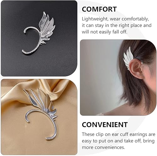 Miniatura 4 de Generic 2 piezas de elfo orejeras de ala de ángel elfo, pendientes de oreja en orejas, pinzas para la oreja, sin perforación, para Halloween Cospaly