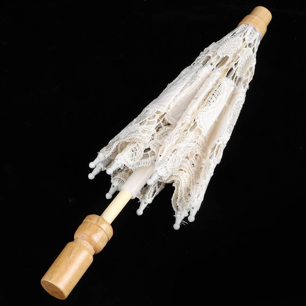 Vintage Parasol Umbrella, Lace Parasol, Small Lace Parasol Umbrella Photo Prop Umbrella for Decoration Photo Tea Party (Beige trumpet)