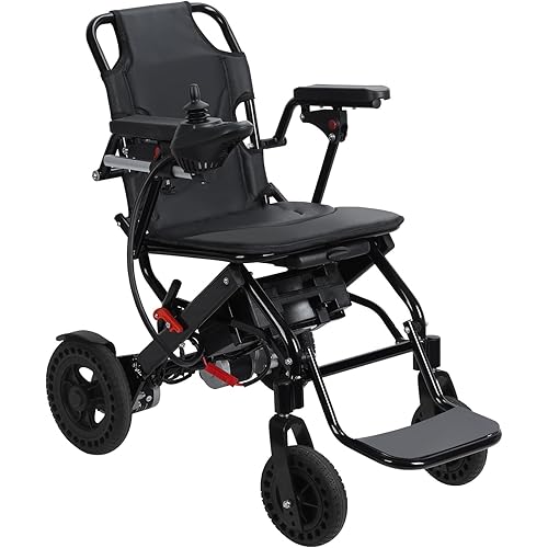 Lightweight Electric Wheelchair for Adults - Foldable Portable Motorized Chair with Large Footrest 12-Mile Range & 500W Dual Motors FAA-Compliant Travel Design for Elderly Disable Black US