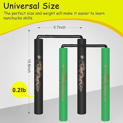 Miniatura 3 de Nunchucks Nunchakus - Nunchakus - Nunchucks de entrenamiento de goma de espuma segura con cordón, 2 unidades para niños y principiantes, práctica y