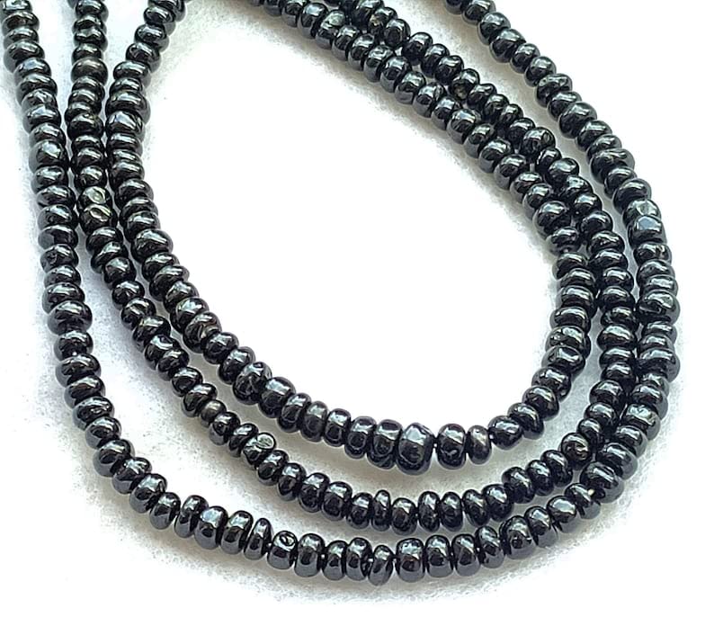 Fil perles onyx noir rondelles lisses 13 pouces pour création collier et bracelet DIY - 3
