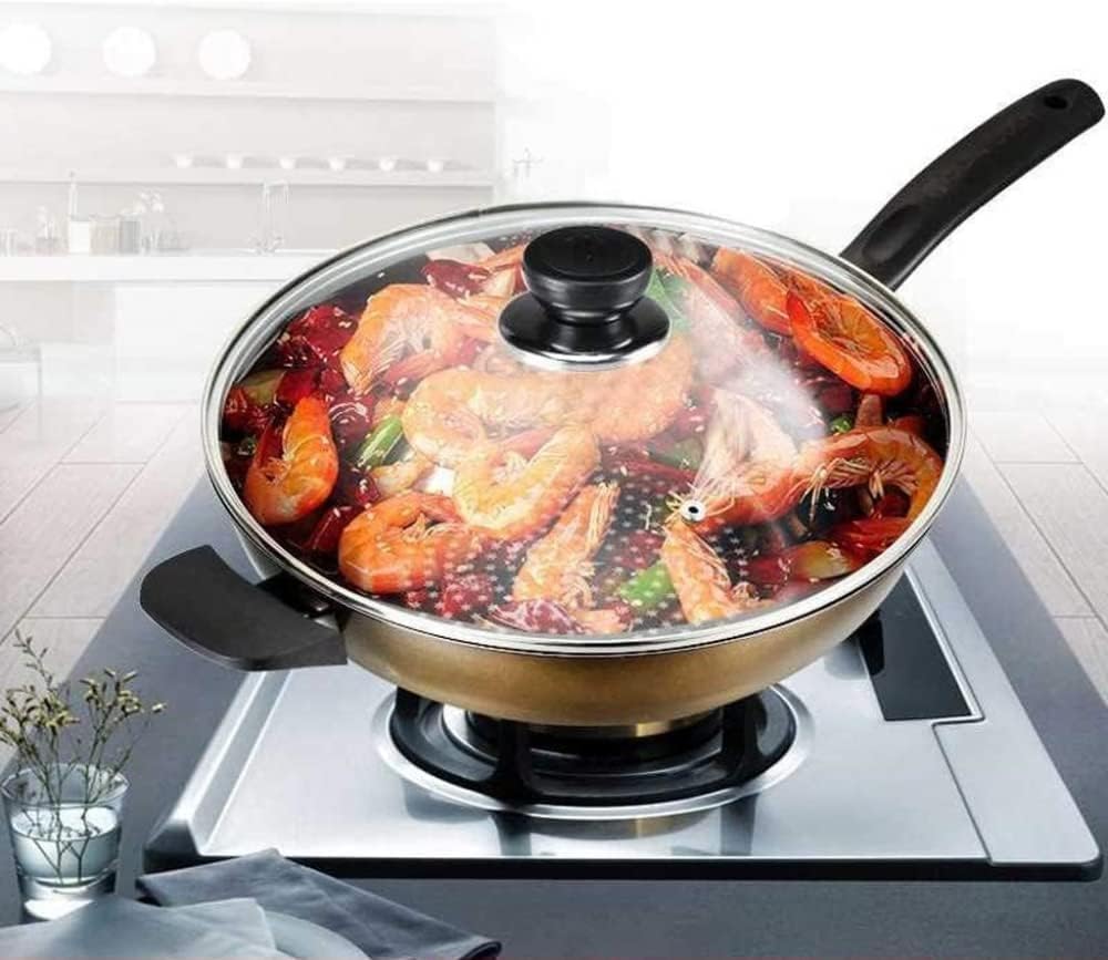 Reemplazo de Tapa de Olla Tapa de Cacerola Universal Anti ScaldingTransparent Glass Sartenes Wok Reemplazo de Tapas de ollas para Cocina-A||40cm