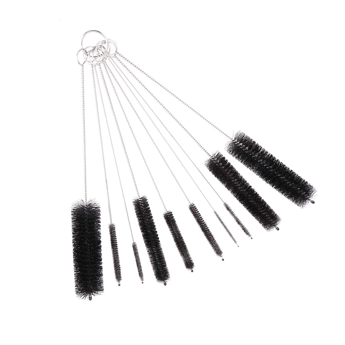 TEHAUX Nylon Tube Brush Set Bottle Cleaning Brushes with Hook for Drinking Straws, Computer Keyboards, Jewelry, Pipe, Coffee Cup, Laboratory Glassware Cleaning, Set of 10- Black (B09C1N8PLT) Amazon Price History, Amazon Price Tracker