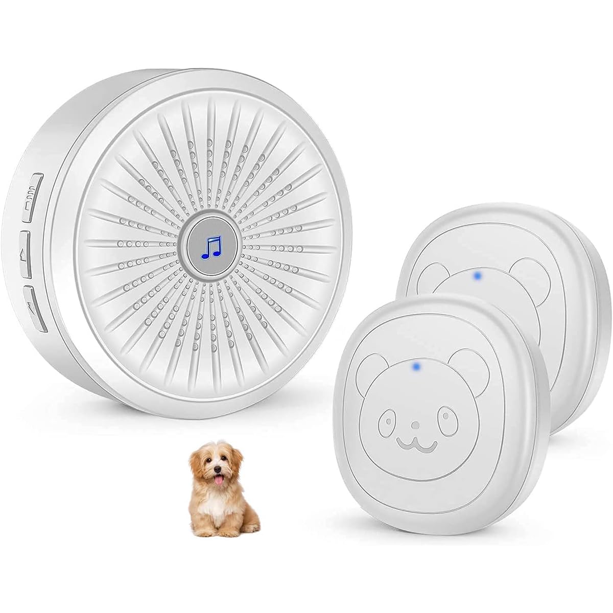 Dog Door Bell Wireless Pet Training Doorbell for Puppies IP55 Waterproof Touch Button Indoor Outdoor Use for Front Back Gates Housebreaking Potty Training White