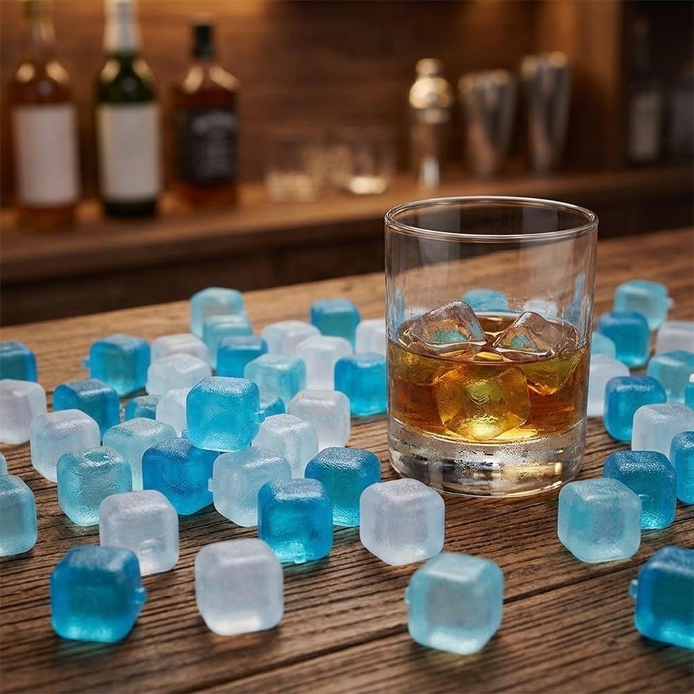 Cubitos de hielo de plástico negro, 100 unidades, resistentes, duraderos