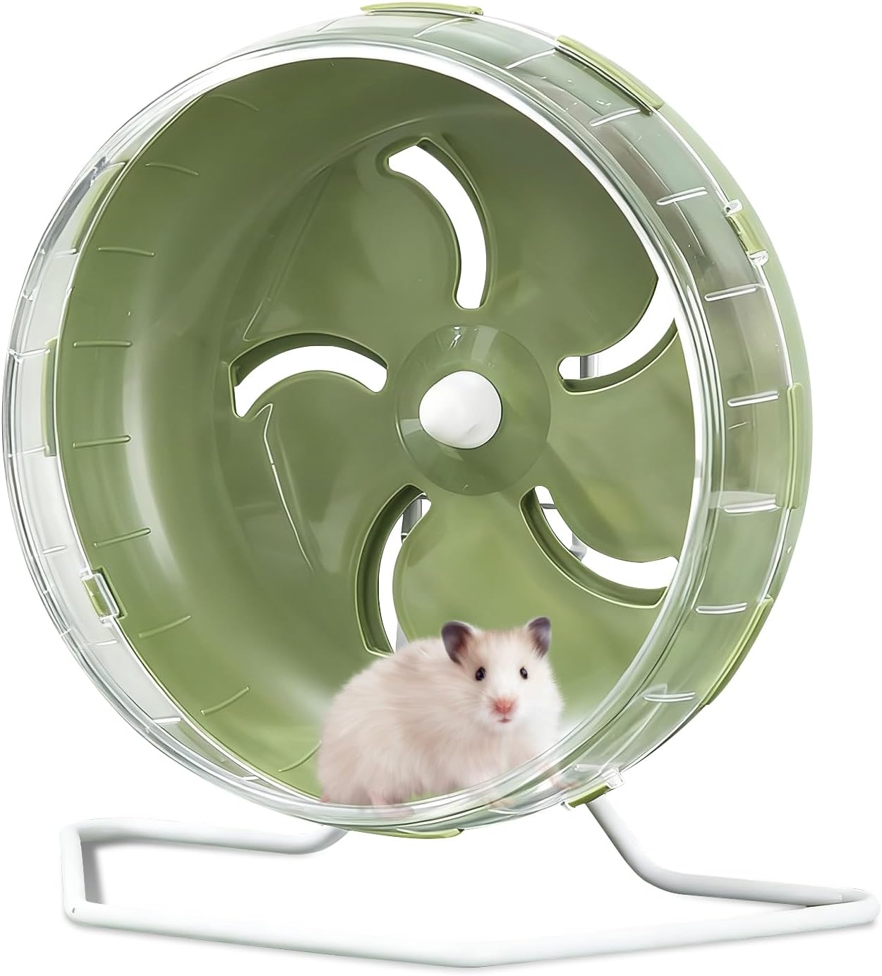 8.4" Height-Adjustable Silent Hamster Wheel Stand, Quiet Hamster Exercise Wheels, Chinchilla Running Spinner Cage Accessories for Gerbil Guinea Pig Mouse Sugar Glider (Green)