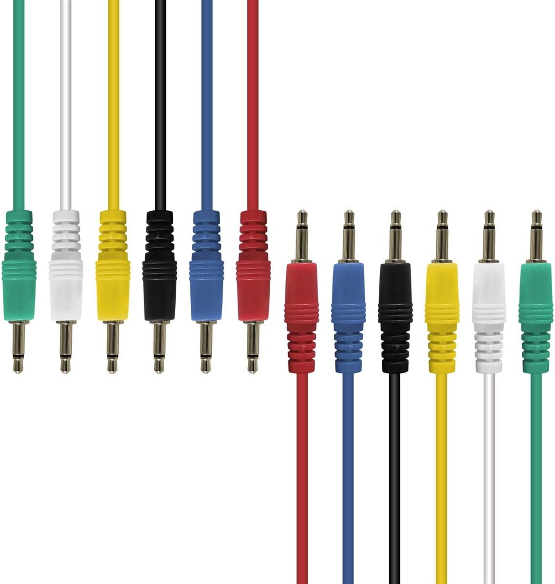 AxcessAbles 1/8 inch (3.5mm) TS to 1/8 inch (3.5mm) TS Unbalanced Mono Patch Cables for Music Producers, Eurorack Synthesizer, Multi-Color 6 Pack (1ft)