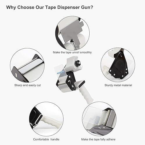Miniatura 2 de JARLINK Pistola dispensadora de cinta de embalaje (paquete de 2) con 2 rollos de cinta con cinta de embalaje transparente (12 rollos), 2.7 mil de